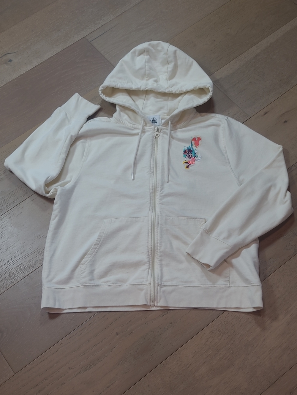 EUC Disney Parks Play in the Park Zip Sweatshirt Women's sz L Cream Disney World